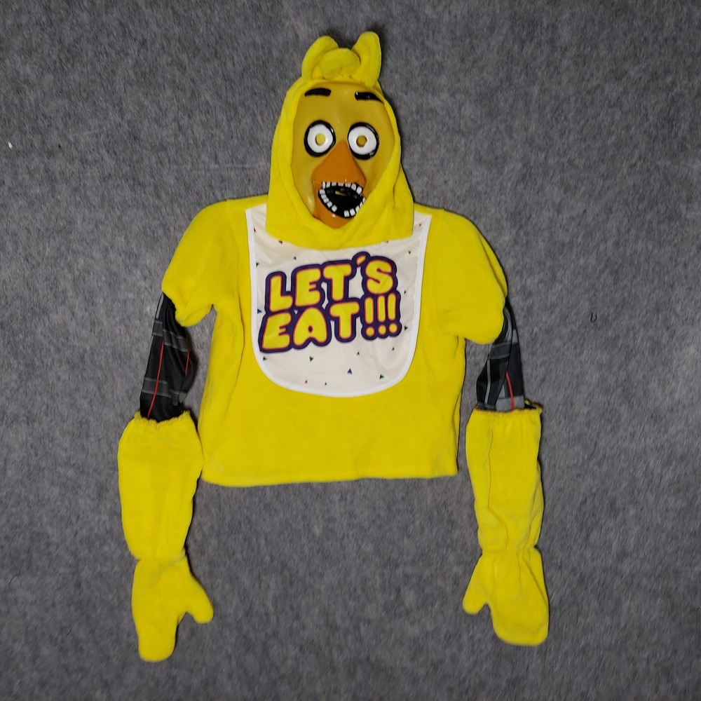 Five Nights at Freddys Chica Kids Costume M 8 Cosplay FNAF Mask Plush Top Gloves